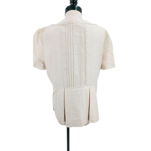 Floreat Women Cream Pleated Crew Neck Placket Jacket Size 12 - Picture 3 of 14